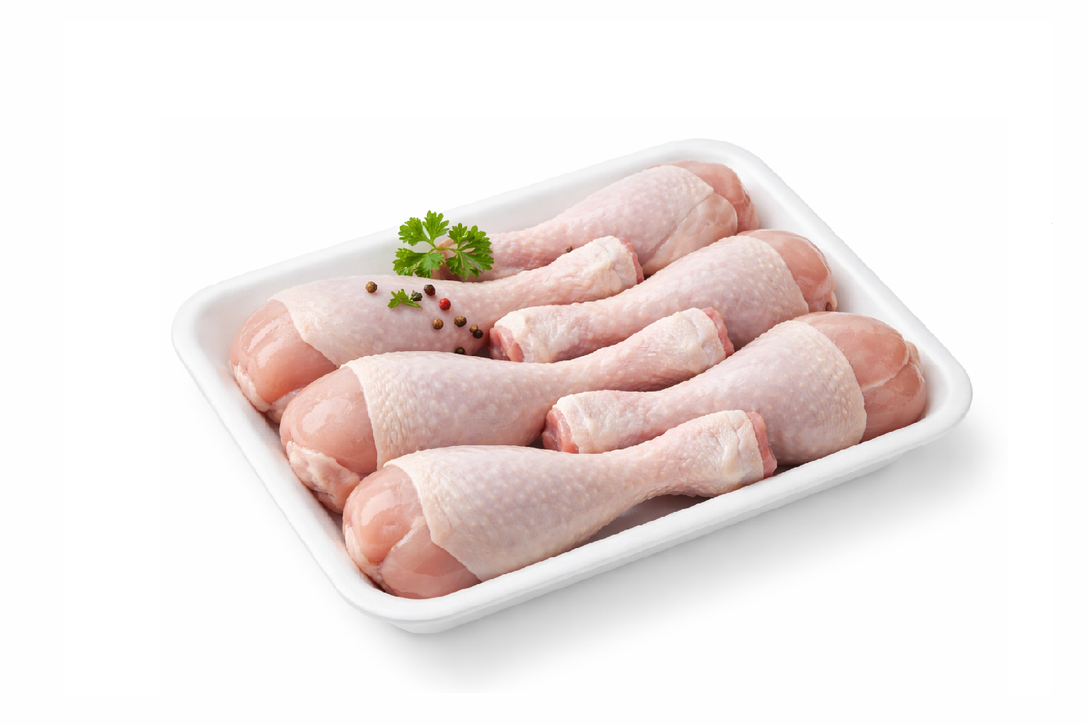 Cuisses et pilons de poulet frais en barquette pour tajines et cuissons au four.