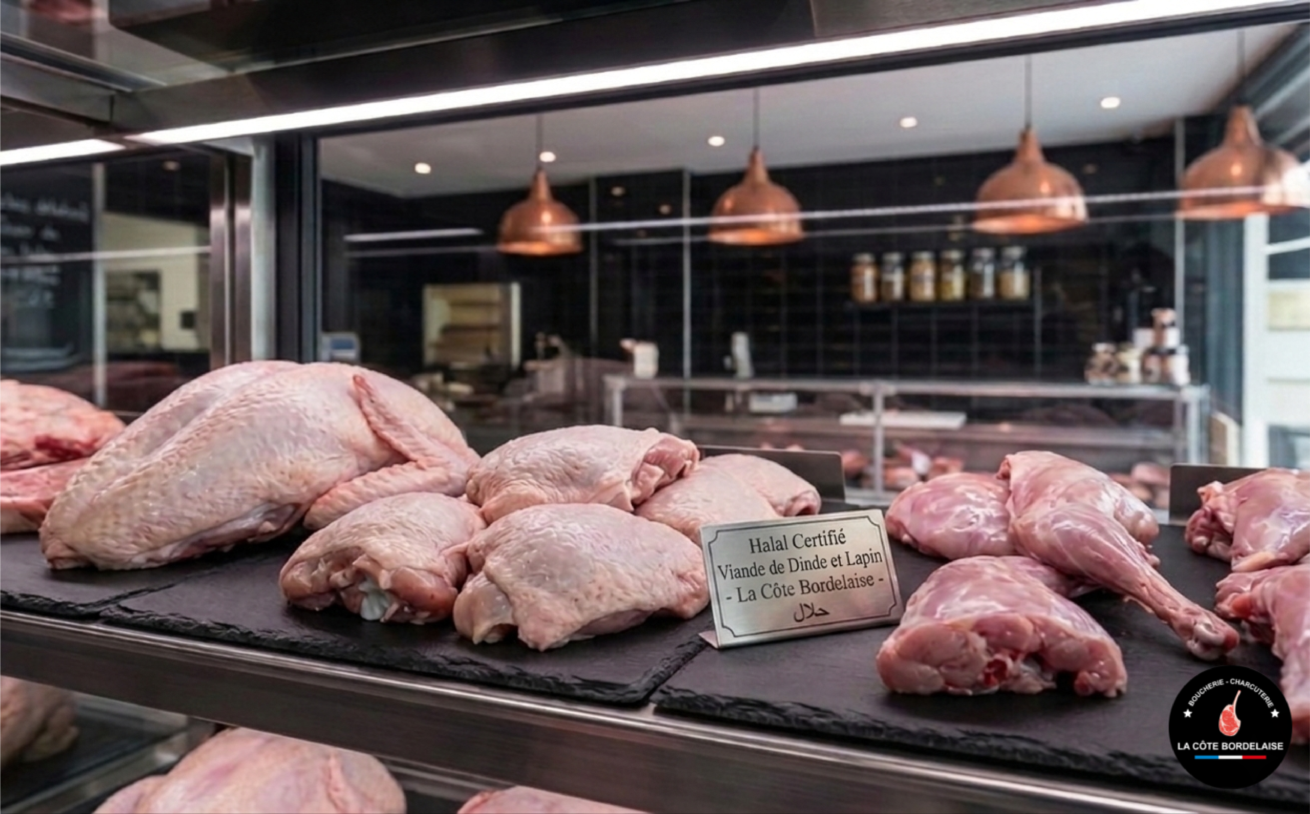 Rôti de dinde maigre et lapin entier frais sélectionnés par votre artisan boucher à Bordeaux.